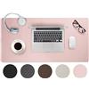 SIDORENKO Tappetino Scrivania Grande 60x35cm - Sottomano in Pelle PU rosa | tappetino mouse XXL, copri scrivania, desk mat, similpelle impermeabile, base antiscivolo, sottomano scrivania, per ufficio
