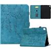 Generico DayQiQiPu Custodia per Samsung Galaxy Tab A11 SM-X130/X135 (8,7 Pollici) Guscio Intelligente Cover magnetica ribaltabile Caso Supporto Motivo fiori di prugno e Auto Wake/Sleep, Blu