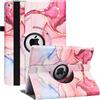 RLINGX Custodia per iPad Air 2/ Air 1/ iPad 9,7 Pollici 5/ 6a Generazione (2017/2018) - Custodia Girevole a 360 Gradi Multi-Angolo con Auto Sveglia/Sonno funzione (Pink Marble)