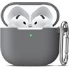 Generic Custodia per AirPods 4 2024, custodia protettiva in morbido silicone per Apple AirPods di quarta generazione, per donne e uomini, custodia per AirPod 4, accessori con portachiavi, grigio chiaro