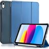 4UBonLife Cover Per iPad (A16) 11a Generazione 11 Pollici 2025, iPad 10a Generazione10,9 2022 con Portapenna, Custodia Protettiva Sottile con Retro Rigido Traslucido Guscio Case, Blu Scuro