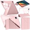 A-BEAUTY Custodia Compatibile con Xiaomi Pad 5/5 Pro 11 Pollici 2021 con Portapenne, Cover Trasparente Antiurto, Supporto Trifold 6 in 1 a Forma di Y, Auto Sonno/Veglia, Rosa