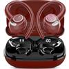 Jesebang Cuffie Bluetooth Sport, Auricolari 5.4 con Mic Stereo, Cuffie Wireless con Ricarica Rapida USB-C, Cuffiette Doppio Display LED, IP7 Impermeabili, 48H, Cuffie Senza Fili Corsa Running, Profondo Rosso