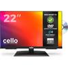 Cello C2224F TV LED da 22 pollici Full HD con lettore DVD integrato, senza funzioni Smart, triplo sintonizzatore e registrazione USB, HDMI e USB