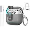Generic Custodia trasparente per Apple AirPods 4 2024 con blocco di sicurezza, custodia morbida in TPU con supporto per telefono e kit di pulizia, portachiavi carino per donne e ragazze, nero trasparente