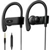 Avantree E171 - AUX 3,5 mm Auricolari Cablati con Microfono e Volume | Ganci auricolari per corsa e sport, vestibilità comoda, compatibili con telefoni AUX 3,5 mm, cuffie cablate nere