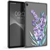 kwmobile Cover Compatibile con Samsung Galaxy Tab S6 Lite - Custodia Cover Tablet in silicone TPU - Copertina protettiva Tab - Backcover - Fiori di Lavanda viola/turchese/trasparente
