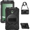 Gerutek Cover per Samsung Galaxy Tab Active 5/Active 3 8,0 Pollici, Nero | Custodia Robusta Antiurto con Supporto Girevole a 360°, Cinghia per Mano/Spalla, Portapenne