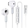 Hmusic Auricolari Cablati USB C Magnetici, Bianco | Controllo volume microfono, Samsung Galaxy S22 S21 S20 FE22, Pixel 6 5 4 3XL, Xiaomi 12/11