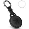YISH Airtag Portachiavi in Pelle: Cover compatibile con Apple Airtag, Porta Airtag con Anello Portachiavi di Sostituibile, Nero