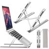 Generic Supporto da scrivania per laptop, design ergonomico, regolabile, portatile, pieghevole, in alluminio, con custodia, supporto per notebook con raffreddamento ventilato, per computer portatili da 10 a