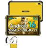 Ulefone RugKing Pad Pro Tablet Rugged Android 16, 16GB RAM 128GB ROM/2TB Tablets 8.68 Pollici Corning Glass, 7100mAh, 16MP Camera Tableta Indistruttibile Dual SIM 4G+eSIM/NFC/GPS/OTG/Octa-Core-Giallo