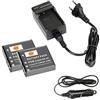 DSTE 2-Pacco NP-40 Batteria + Caricabatteria Compatibile per Casio Exilim EX-FC100 EX-FC150 EX-Z400