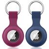 Wanme 2 pezzi: custodia Wanme per ciondolo Apple AirTag con portachiavi, in silicone, custodia protettiva per Apple AirTag Case Tracker (rosso rosa + blu marino)