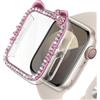 Generic Custodia per Apple Watch SE/Series 10/9/8/7/6/5/4, 44 mm e 45 mm, con pellicola protettiva in vetro temperato, custodia protettiva completa con strass (rosa, 45 mm)