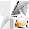 A-BEAUTY Custodia Compatibile con Samsung Galaxy Tab S8 2022/S7 2021 11 Pollici, Cover Trasparente Antiurto, Supporto Trifold 6 in 1 a Forma di Y, Auto Sonno/Veglia, Bianco