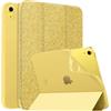MoKo Cover per iPad (A16) 11a Gen./10a Gen. 2025/2022, Oro Glitterato | per iPad Cover in TPU e Pelle PU Semi-Trasparente Sostegno Supporto Sottile con Morbido TPU Cover con Auto Svegliati/Sonno