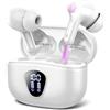 BESNOOW Cuffie Bluetooth, Auricolari Bluetooth 5.4 con Stereo HiFi, Cuffie Wireless in Ear 4 Mic ENC Cancellazione Rumore, 40 Ore, LED Display, USB-C, IP7 Cuffiette Sport, Biancochiaro