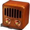 Opis Technology Radio 2 Cassa Bluetooth in Legno Vintage, Ciliegio | Speaker portatile ricaricabile con sintonizzatore FM. Stile retro da tavolo, altoparlante per casa.