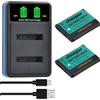 Uwayor 2 Pezzi 3.7V 1200mAh EN-EL19 EN EL19 Caricabatterie USB Ricaricabili per Nikon Coolpix S2600 S2700 S3100 S3500 S4100 S4150 S4400 S5200 S6400 S6900