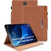 Oduio Custodia per Samsung Galaxy Tab A6 10.1 Pollici 2016 SM-T580/T585 Cover Protettiva in PU Case Multi-Angli Supporto Pieghevole Coperchio con Tasca, Portapenne, Porta Carte, Auto Sonno/Veglia - Marrone