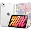 MoKo Cover per iPad Mini 7 A17 Pro, iPad Mini 6a Gen 8,3, Olio di FiorI | Portapenna, Retro in PC Rigido Trasparente, Supporto Multi-angolo, Leggero, Antigraffio, Sospensione/Risveglio Automatico