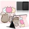 Stradvnaly Tablet Cover per Samsung Galaxy Tab S6 Lite 2022/2020 10,4, Moda Cartoon Cat Pusheen Cute Motivo Design con Funzione Pelle PU Holder Flip con Regolabile Tablet Protezione Antiurto Case, Rosa