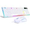 MageGee Tastiera e Mouse Retroilluminata | Tastiera Full Size a Membrana con Retroilluminazione LED | Mouse DPI Regolabile | Set Gaming USB Plug & Play (Bianca)