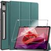 Rojeuinn Cover per Lenovo Tab P12 custodie+1 Pezzi Vetro Temperato,Gomma Protezione Protettivo,Ultra Sottile Antiurto Anti-Graffio TPU Flessibile Case-Green