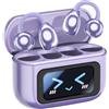 Weinsamkeit Cuffie open ear, clip on auricolari, clip on con suono impressionante, senza fili, Bluetooth 5.4 con touch screen intelligente, 60 ore Wireless Earbuds per fitness, corsa, ufficio (viola)