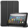 ODQQDO Custodia per tablet Fire HD 8 & HD 8 Plus (10/12 Gen, 2020/2022), non per tripla parte anteriore pieghevole in pelle e retro in TPU per tablet Fire HD 8 Kids Pro, auto sonno/sveglia (nero)