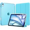 MoKo Cover per iPad Air 11 Pollici (M4/M3/M2) 2026/2025/2024 con Portapenna | Cover per iPad Air 5a/4a Gen 10,9 2022/2020, Custodia iPad Air Trifold Sottile Leggera con Retro PC Rigido Traslucido, Ciano