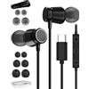 Hoyromany Cuffie USB C, Cuffie con Filo USB C per iPhone 16 15 Pro Max Samsung S25 S24 S23 S22 S21 A55 A54 5g A35, In Ear Metallo Suono Stereo Magnetico Auricolari Type C con Microfono