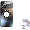 BreWel Curranet Lens Protection Hard Case for iPhone,Magnetic Charging Aluminum Metal Bumper Shell,Anti-Fingerprint Matte Shell,For iPhone16/15/14/13pro Max (Black,For iphone 16 Pro)