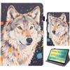 Bemoloon PU Tablet Cover per Samsung Galaxy Tab S10 Lite/S10 FE/S9 FE 10.9 SM-X510/X520 - Colori Vibranti & Design alla Moda, Anti-Graffio, Sblocco/Standby Automatico, Lupo Colorato
