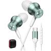 ASKUBSKU Auricolari USB C In Ear Auricolari con Cavo Microfono per iPhone 17 Pro 16e | Magnetici Cuffie Tipo C per Google Pixel 10 9a 8 XIAOMi 17T 15 ULTRA Poco X8 Pro X7 Redmi note 15 14 Pro+ Pad 8 7 6 5,Verde