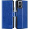 32ndShop 32nd Custodia a Portafoglio in Pelle PU per Motorola Moto G04 / Moto G24 / Moto E14, Case con Slot per Sched di Blocco RFID, Chiusura Magnetica e Supporto Integrato - Blu