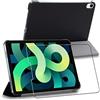 ebestStar - Cover per iPad Air (2020) 10.9, iPad Air 4 Apple, Custodia Protezione Flip Magnetica, Slim Case Sottile Pelle PU, Nero + Vetro Temperato