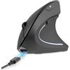Perixx PERIMICE-713R Mouse Verticale Senza Fili Ricaricabile - Ricarica senza fili e via cavo - Design a 6 pulsanti - Nero - Per destrimani