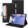 Auslbin Custodia compatibile con Samsung Galaxy Tab S10 Plus 12.4 Cover, Tablet in Pelle PU Adatto per S10/S9/S8 Plus/SM-X820, Stile Classico in Pelle, Nero