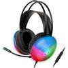 ENHANCE Voltaic 2 Cuffie da Gioco USB - Audio Stereo per PC con Design Trasparente, Circuito, LED Multicolore, Driver da 50 mm - Auricolari Sovraurali con Controller in Linea per Massimo Comfort