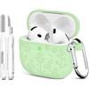Generic Custodia per AirPods di quarta generazione, custodia in silicone con incisione floreale e portachiavi, custodia protettiva completa per donne, compatibile con custodia per AirPods di quarta