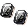 Generic 2 custodie per Amazfit Bip 6 in vetro temperato, rigido PC ultra sottile, protezione schermo per Amazfit Bip 6 smartwatch (nero/blu)