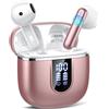 Cillso Cuffie Bluetooth, Auricolari Bluetooth 5.4 con 4 ENC HD Mics Immersivo, 40Ore Mini Cuffie Wireless Cancellazione Rumorecon, USB-C, IP7 Cuffie Senza Fili per Androide/iOS, Touch Control, Oro Rosa