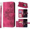 Auslbin Cover per Xiaomi Poco X7 5G/Redmi Note 14 Pro 5G, Slot a 5 Carte Custodia per Poco X7/Note 14 Pro 5G Protettiva in pelle PU Stile Fiore Vintage, Rosso