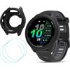 GIOPUEY Cover Compatibile con Garmin Forerunner 570 42mm, Custodia con 3 Pezzi Pellicola Protettiva flim, Morbido TPU Silicone Case Protettiva - Black
