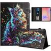 AsWant Cover Custodia per Samsung Galaxy Tab S10 Lite / S10 FE / S9 FE 10,9 Pollici / S9 11 Pollici con Funzione di Stand Pelle PU Custodia (Gatto Musicale)