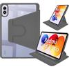 idudao Custodia Cover per Xiaomi Redmi Pad 2 Pro 12,1 pollici 2025,360 rotazione multi-angolo trasparente Indietro Case per tablet con portapenne, Grigio