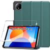 Rojeuinn Cover per Redmi Pad SE 8.7 2024 custodie +1 Pezzi Vetro Temperato,Gomma Protezione Protettivo,Ultra Sottile Antiurto Anti-Graffio TPU Flessibile Case -Verde