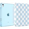 MoKo Cover per iPad (A16) 11a Generazione 11 Pollici, iPad 10a Gen 10,9 in | Custodia per iPad 11/10,9 2025/2022 con Portapenna, Cover Trifold Leggera con Retro PC Traslucido, Azzurra Scacchi